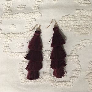 Maroon Game Day Tassel Earrings